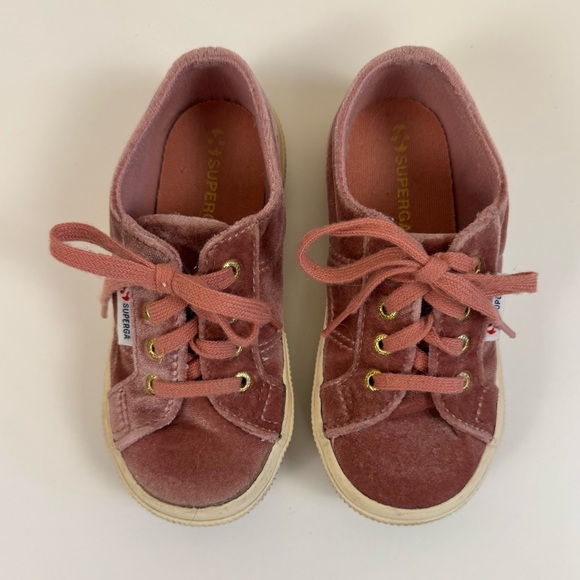 Superga Velvet Sneakers in Blush - Picture 2 of 9